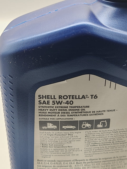 Shell Rotella T6 5W40 Synthetic Diesel Oil  68001332CB